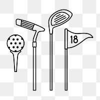 Golf game png line art, transparent background