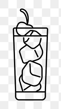 Cocktail png line art, transparent background