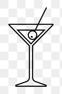 Martini png line art, transparent background