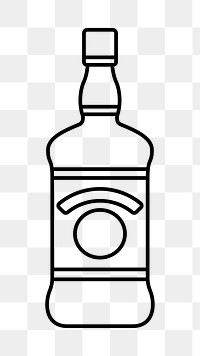 Whiskey bottle png line art, transparent background