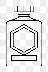 Brandy bottle png line art, transparent background