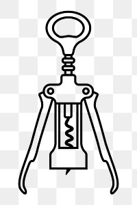 Corkscrew bottle opener png line art, transparent background