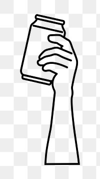 Soda can png line art, transparent background