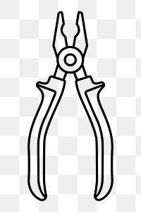 Pliers png line art, transparent background