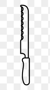 Bread knife png line art, transparent background