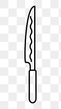 Chef's knife png line art, transparent background