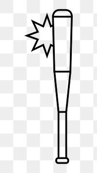 Baseball bat png line art, transparent background