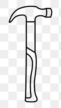 Hammer png line art, transparent background