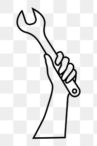 Wrench png line art, transparent background