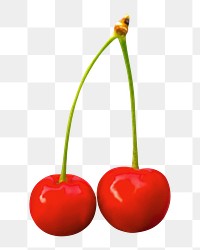 Red cherry png, transparent background