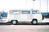 Retro minivan png mockup, transparent design