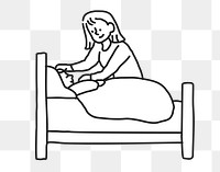 PNG Mother taking care of sick kid line drawing sticker, transparent background