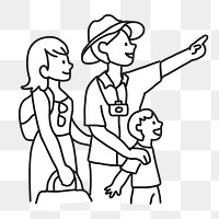 PNG Family vacation flat line sticker, transparent background