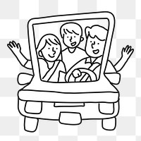 PNG Family road trip line drawing sticker, transparent background