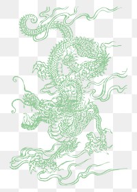 Png Chinese dragon, symbol of Chinese culture and Chinese folk religion. collage element, transparent background