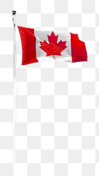 Png Canada flag on pole, transparent background