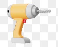 PNG 3D power drill, element illustration, transparent background