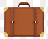 PNG 3D leather suitcase, element illustration, transparent background