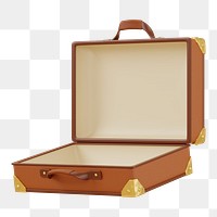 PNG 3D leather suitcase, element illustration, transparent background