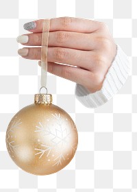 Gold Christmas bauble png, transparent background