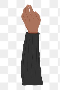 Raised black hand png gesture, aesthetic illustration, transparent background