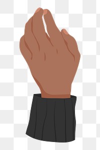 Raised black hand png gesture, aesthetic illustration, transparent background