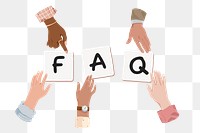 FAQ png, diverse hands remix, transparent background