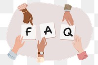 FAQ png, diverse hands remix, transparent background