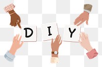 DIY png, diverse hands remix, transparent background