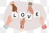 Love png, diverse hands remix, transparent background