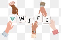 Wifi png, diverse hands remix, transparent background