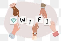 Wifi png, diverse hands remix, transparent background