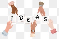 Ideas png, diverse hands remix, transparent background