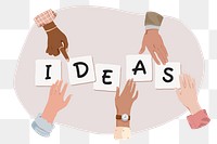 Ideas png, diverse hands remix, transparent background