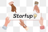 Startup png, diverse hands remix, transparent background