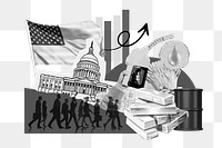 PNG American politics, social issues paper collage, transparent background