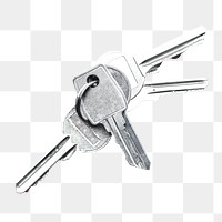 Png metal keys, isolated object, transparent background