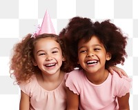 Laughing portrait child togetherness.  PNG with transparent background.