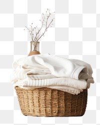 Basket linen container crumpled PNG with transparent background.