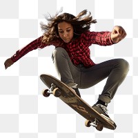 Skateboard skateboarding exhilaration snowboarding.  PNG with transparent background.