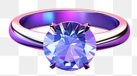 Gemstone jewelry diamond ring.  PNG with transparent background.