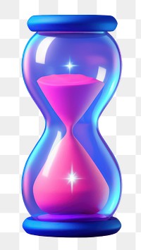 Illuminated hourglass deadline research.  PNG with transparent background.