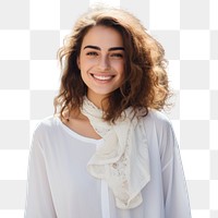 Portrait blouse adult smile.  PNG with transparent background.