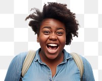 Laughing adult smile individuality.  PNG with transparent background.