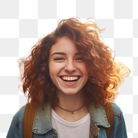 Laughing portrait adult smile.  PNG with transparent background.