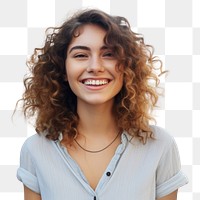 Necklace laughing portrait adult.  PNG with transparent background.