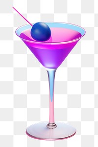 Cocktail martini drink cosmopolitan.  PNG with transparent background.