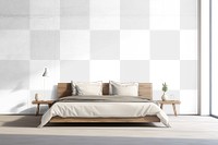 PNG bedroom wall mockup, interior design, transparent design