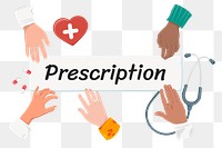 Prescription png diverse hands, health & wellness remix, transparent background