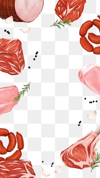 Butchery meat png frame, food illustration, transparent background